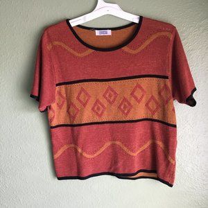 🔴Retro Orange Knit Top